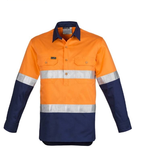 Picture of Syzmik, Mens Hi Vis Closed Front L/S Shirt - Hoop Taped